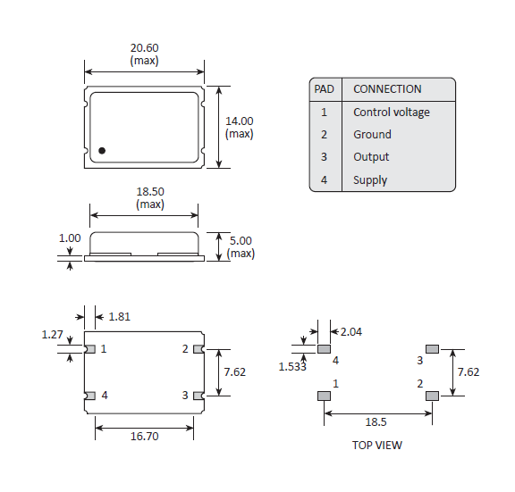 gvxo36 20.6-14.0 VCXO