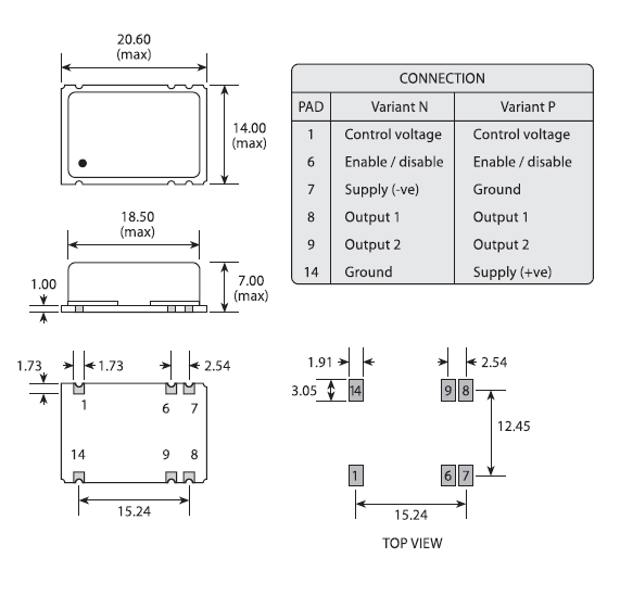 gvxo38 20.6-14.0 VCXO