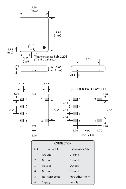 gtxo566 11.8-9.9 TCXO
