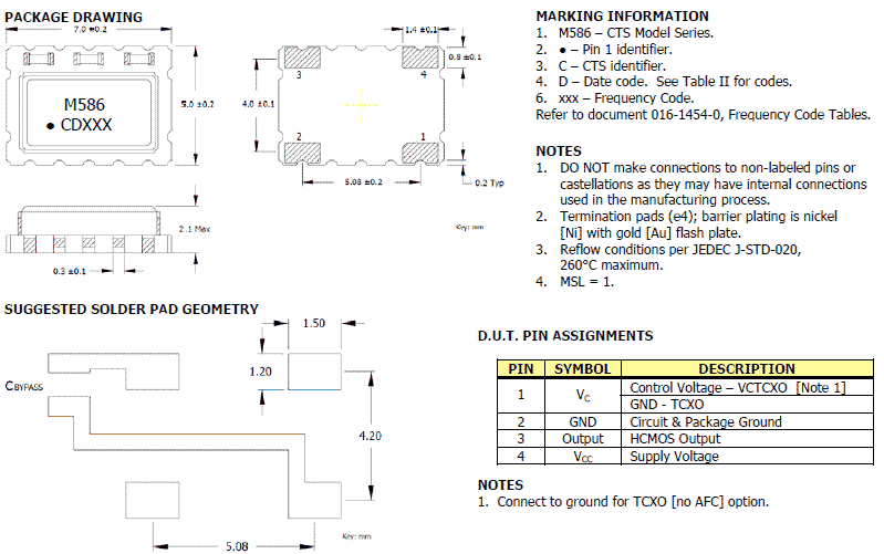586 7050 VC-TCXO 586 7050 VC-TCXO