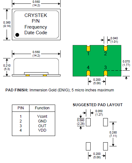 Crystek晶振,压控晶振,CVHD-930晶振,贴片振荡器
