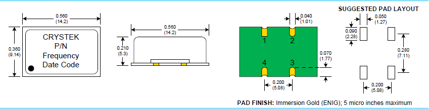 Crystek晶振,压控晶振,CVHD-965晶振,有源贴片晶振