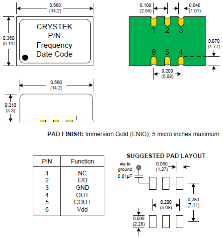 Crystek晶振,时钟振荡器,CCPD-940晶振,金属面贴片晶振