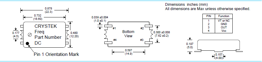 Crystek晶振,温补晶振,CXOHD4晶振,TCXO晶体振荡器