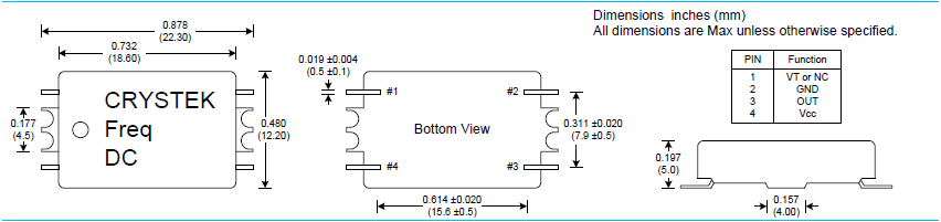 Crystek晶振,温补晶振,CXOSD4晶振,OSC TCXO Crystal