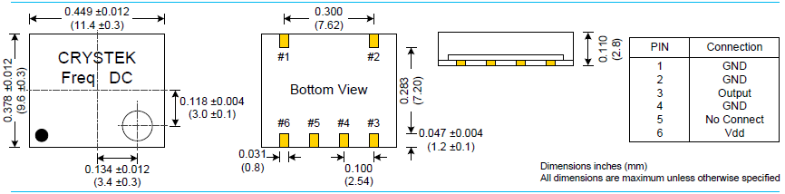 Crystek晶振,温补晶振,CXOSD6晶振,贴片进口振荡器