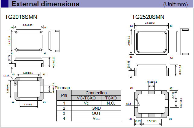 小封装TCXO晶振,2016有源贴片晶振,TG2016SMN晶振