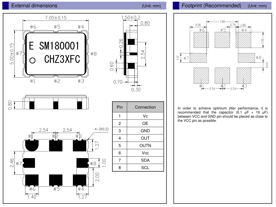 差分输出压控晶振,八脚有源石英晶振,VG7050EAN晶振