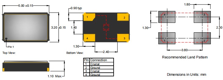 Anderson小体积晶振,AE-132-B-2-5505-2-20-100M0000,移动电话6G晶振