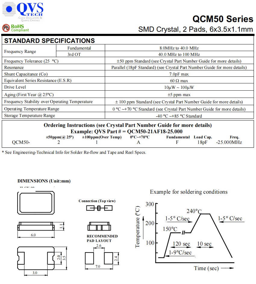 QCM50规格